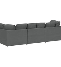 Modulares Sofa mit Kissen Stoff Dunkelgrau