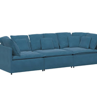 Modulares Sofa mit Kissen Samt Blau