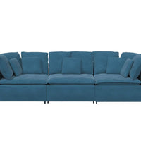 Modulares Sofa mit Kissen Samt Blau