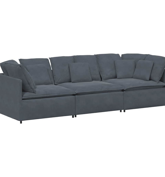 Modulares Sofa mit Kissen Samt Dunkelgrau