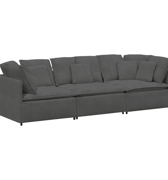 Modulares Sofa mit Kissen Cordstoff Dunkelgrau