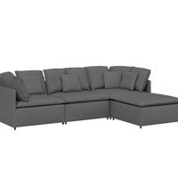 Modulares Sofa mit Fußhocker Kissen Stoff Dunkelgrau