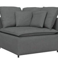 Modulares Sofa mit Fußhocker Kissen Stoff Dunkelgrau