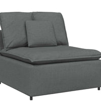 Modulares Sofa mit Fußhocker Kissen Stoff Dunkelgrau