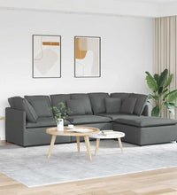 Modulares Sofa mit Fußhocker Kissen Stoff Dunkelgrau