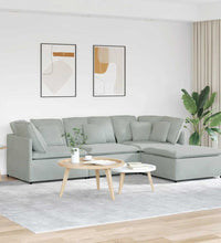 Modulares Sofa mit Fußhocker Kissen Samt Hellgrau