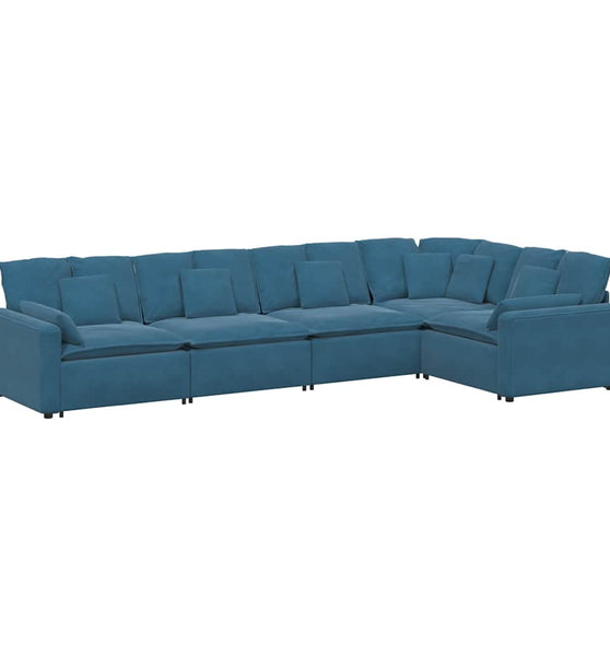 Modulares Sofa mit Kissen Samt Blau