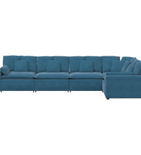 Modulares Sofa mit Kissen Samt Blau