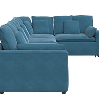 Modulares Sofa mit Kissen Samt Blau