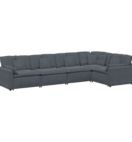 Modulares Sofa mit Kissen Samt Dunkelgrau