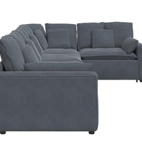 Modulares Sofa mit Kissen Samt Dunkelgrau