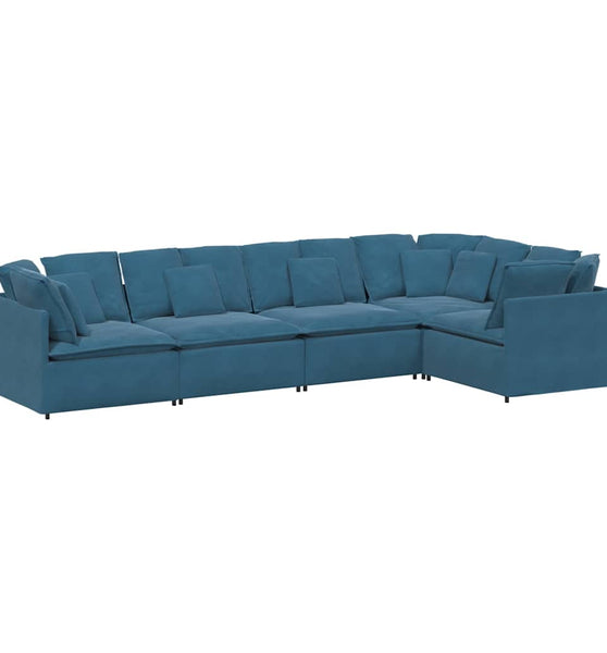 Modulares Sofa mit Kissen Samt Blau