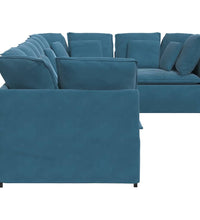 Modulares Sofa mit Kissen Samt Blau