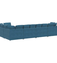 Modulares Sofa mit Kissen Samt Blau