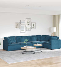 Modulares Sofa mit Kissen Samt Blau