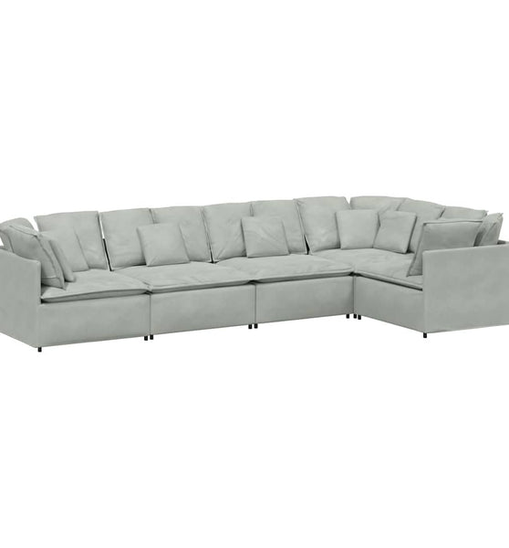 Modulares Sofa mit Kissen Samt Hellgrau