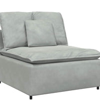 Modulares Sofa mit Kissen Samt Hellgrau