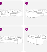 Modulares Sofa mit Kissen Samt Hellgrau