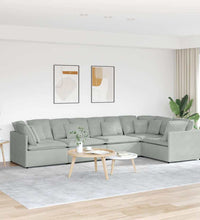 Modulares Sofa mit Kissen Samt Hellgrau