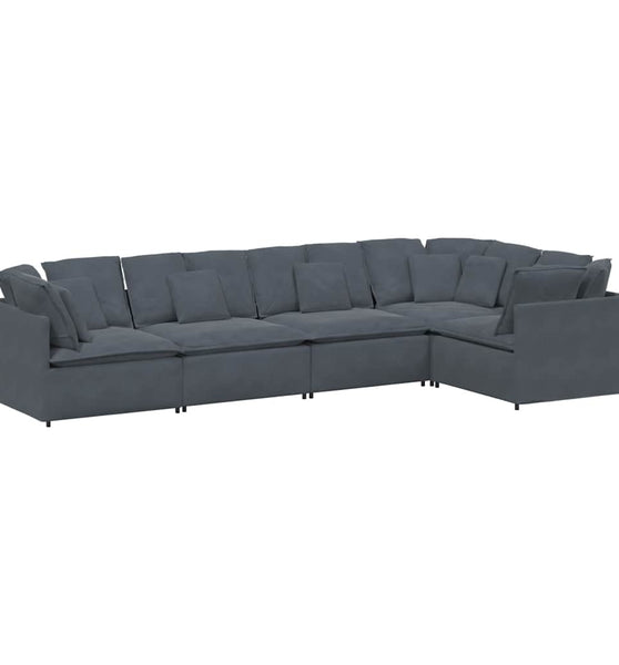 Modulares Sofa mit Kissen Samt Dunkelgrau