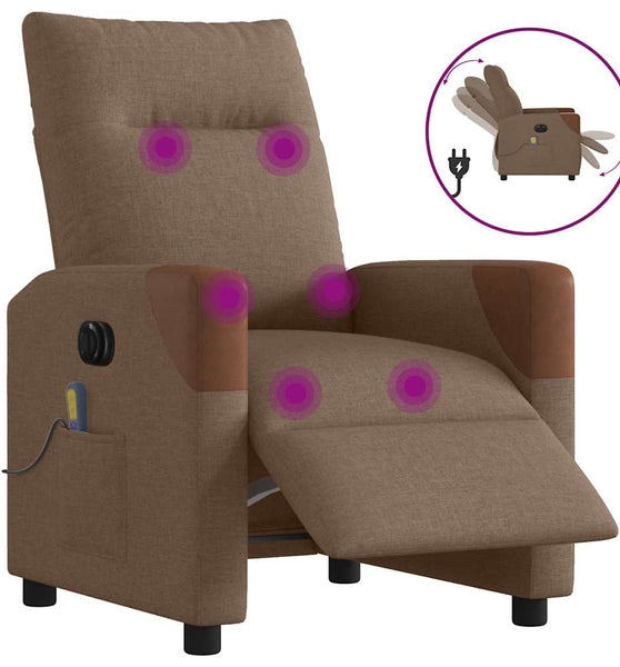 Massagesessel Elektrisch Braun Stoff