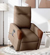 Massagesessel mit Aufstehhilfe Braun Stoff