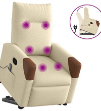 Massagesessel mit Aufstehhilfe Creme Stoff