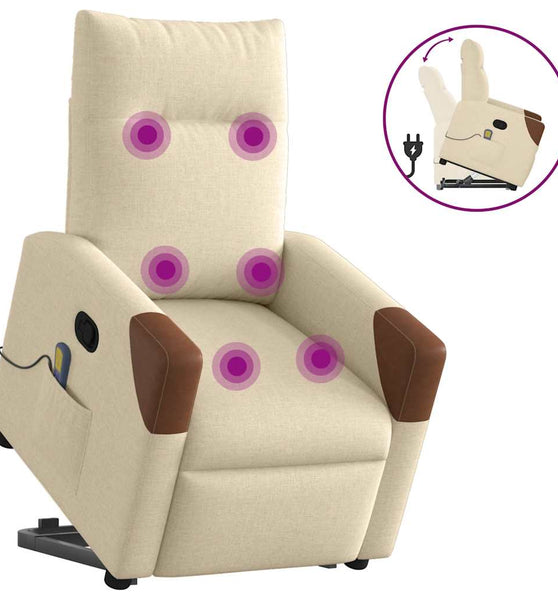 Massagesessel mit Aufstehhilfe Creme Stoff