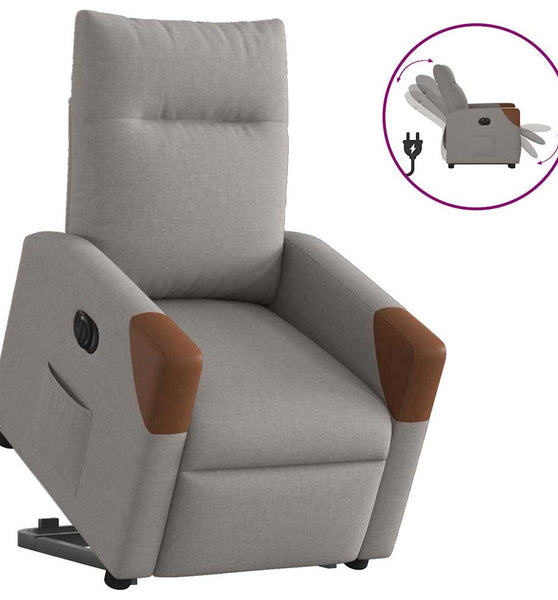 Relaxsessel mit Aufstehhilfe Elektrisch Taupe Stoff