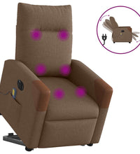Elektrischer Massagesessel mit Aufstehhilfe Braun Stoff