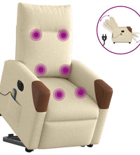Elektrischer Massagesessel mit Aufstehhilfe Creme Stoff