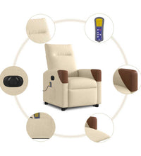 Elektrischer Massagesessel mit Aufstehhilfe Creme Stoff