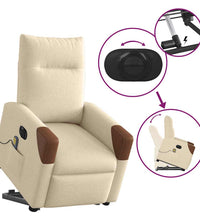 Elektrischer Massagesessel mit Aufstehhilfe Creme Stoff