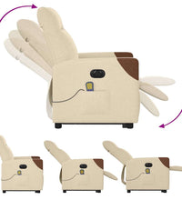 Elektrischer Massagesessel mit Aufstehhilfe Creme Stoff