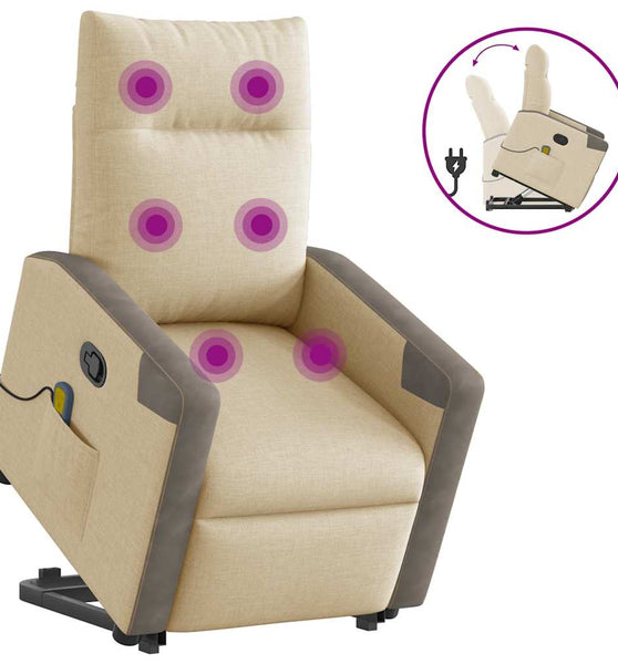 Massagesessel mit Aufstehhilfe Creme Stoff
