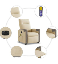 Elektrischer Massagesessel mit Aufstehhilfe Creme Stoff