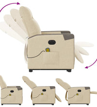 Elektrischer Massagesessel mit Aufstehhilfe Creme Stoff
