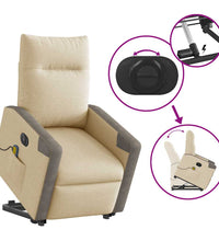 Elektrischer Massagesessel mit Aufstehhilfe Creme Stoff