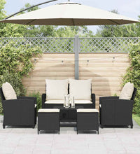 6-tlg. Garten-Sofagarnitur mit Kissen Schwarz Poly Rattan