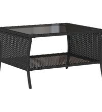 6-tlg. Garten-Sofagarnitur mit Kissen Schwarz Poly Rattan