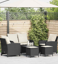 6-tlg. Garten-Sofagarnitur mit Kissen Schwarz Poly Rattan