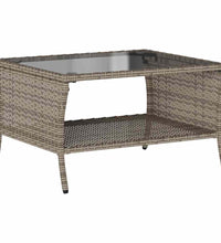 6-tlg. Garten-Sofagarnitur mit Kissen Grau Poly Rattan