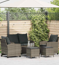 6-tlg. Garten-Sofagarnitur mit Kissen Grau Poly Rattan
