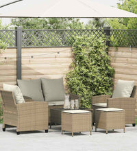 6-tlg. Garten-Sofagarnitur mit Kissen Beige Poly Rattan