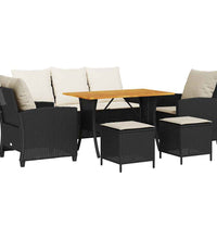 6-tlg. Garten-Sofagarnitur mit Kissen Schwarz Poly Rattan