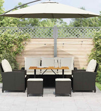 6-tlg. Garten-Sofagarnitur mit Kissen Schwarz Poly Rattan