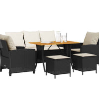 6-tlg. Garten-Sofagarnitur mit Kissen Schwarz Poly Rattan