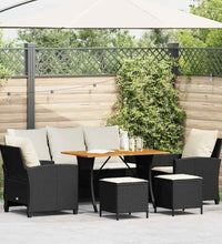 6-tlg. Garten-Sofagarnitur mit Kissen Schwarz Poly Rattan