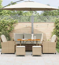 6-tlg. Garten-Sofagarnitur mit Kissen Beige Poly Rattan