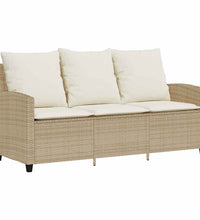 6-tlg. Garten-Sofagarnitur mit Kissen Beige Poly Rattan